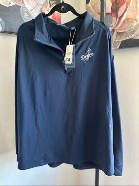Dodgers Cutter & Buck Navy Embroidered Quarter-Zip Pullover
